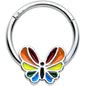 16G 3/8 Pride Rainbow Stripes Butterfly Hinged Segment Ring