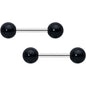 14G 1/2 Elegant Black Agate Barbell Nipple Ring Set