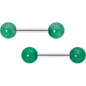 14G 1/2 Elegant Green Jade Barbell Nipple Ring Set