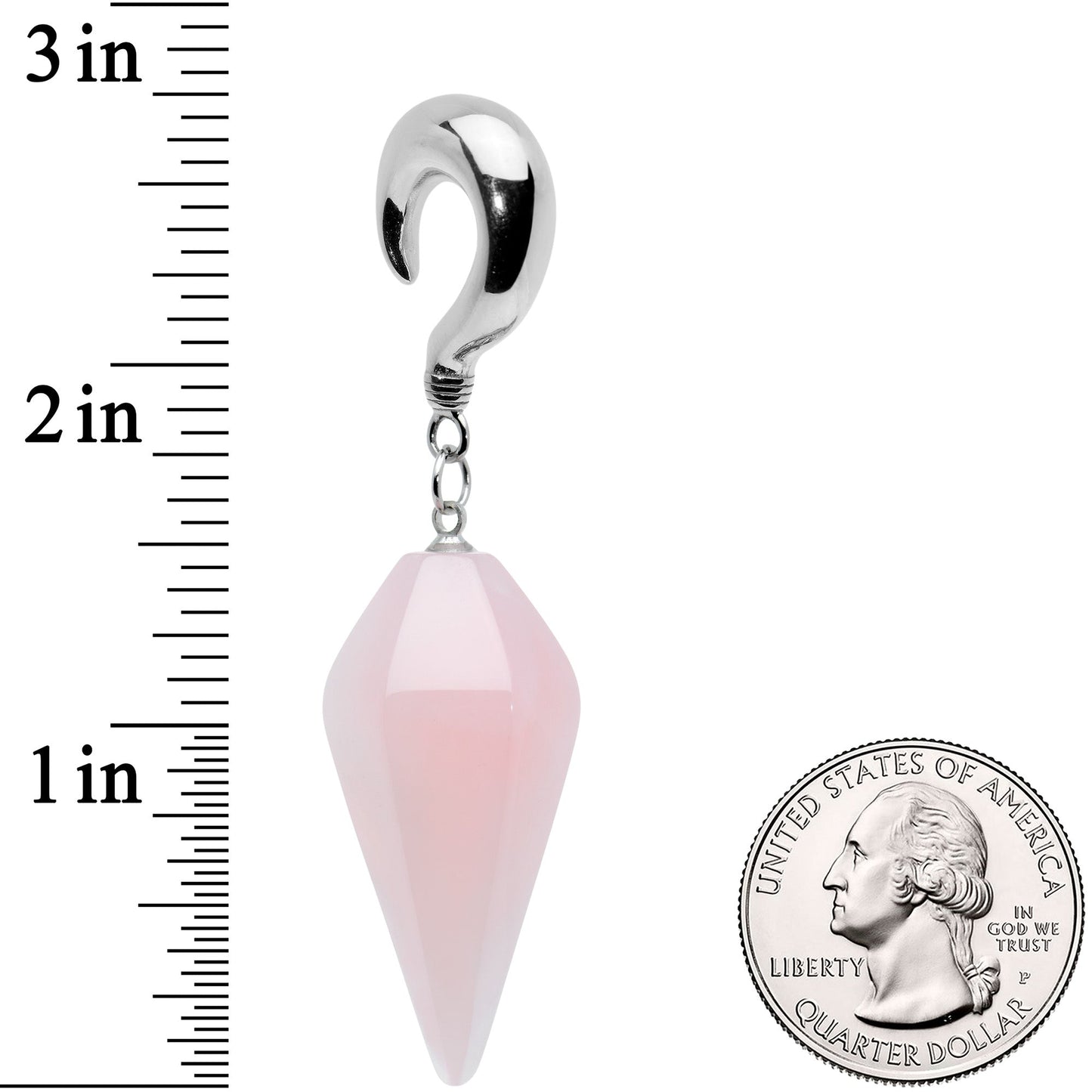 2G Pink Stone Point Curved Taper Ear Weights