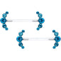 14G 13/16 Blue Gem Bioplast Simple Curvation Barbell Nipple Ring Set
