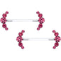 14G 13/16 Pink Gem Bioplast Simple Curvation Barbell Nipple Ring Set
