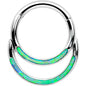 16G 5/16 Green Synthetic Opal Double Row Hinged Segment Ring