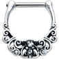 16G 3/8 Clear Gem Elegant Scrollwork Cartilage Clicker