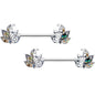 14G 9/16 Multicolor Openwork Autumn Leaf Barbell Nipple Ring Set