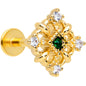 16G 5/16 Green Gem Gold Tone Noble Square Labret Monroe Tragus