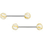 14G 9/16 Matte White Splatter Barbell Nipple Ring Set
