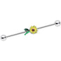 14G Cheery Yellow Sunflower Industrial Barbell 38mm