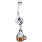 Clear Gem Pumpkin Spice Cappuccino Coffee Autumn Dangle Belly Ring