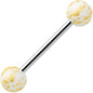 Matte White Splatter Pattern Barbell Tongue Ring