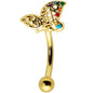 16G 5/16 Clear CZ Gem Gold Hue Heart Butterfly Curve Eyebrow Ring