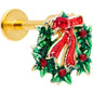 16G 5/16 Gold Tone Festive Wreath Bow Christmas Labret Tragus