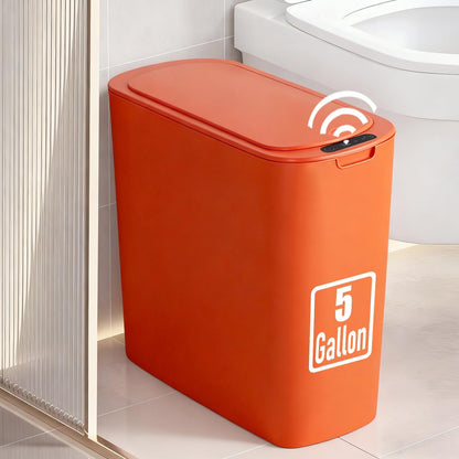 TIPGO 5 Gallon Motion Senor Bathroom Trash Can with Lid, Automatic Garbage Can Touchless, Smart Plastic Waste Basket for Narrow Spaces, Bathroom, Office, Bedroom, Living Room (Black)