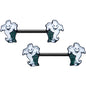 14G 9/16 Black Graveyard Ghost Halloween Barbell Nipple Ring Set