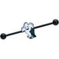 14G Black Graveyard Ghost Halloween Industrial Barbell 38mm