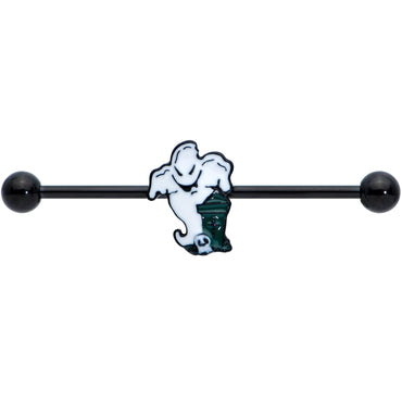 14G Black Graveyard Ghost Halloween Industrial Barbell 38mm
