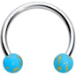 16G 3/8 Matte Blue Splatter Ends Horseshoe Circular Barbell