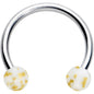 16G 3/8 Matte White Splatter Ends Horseshoe Circular Barbell