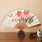1Pcs Chinese Style Retro Folding Silk Fan Decorative Men Pocket Bamboo Handle Hand Held Fan Party Favors Home Decoration Crafts