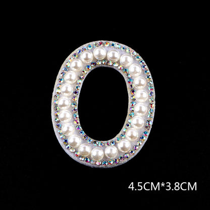 Pearl Rhinestone Cloth Sticker-Letter A-White-2 Pack