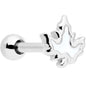16G 1/4 Autumn White Maple Leaf Cartilage Tragus Earring