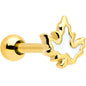 16G 1/4 Gold Tone Fall White Maple Leaf Cartilage Tragus Earring