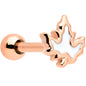 16G 1/4 Rose Gold Tone Fall White Maple Leaf Cartilage Tragus