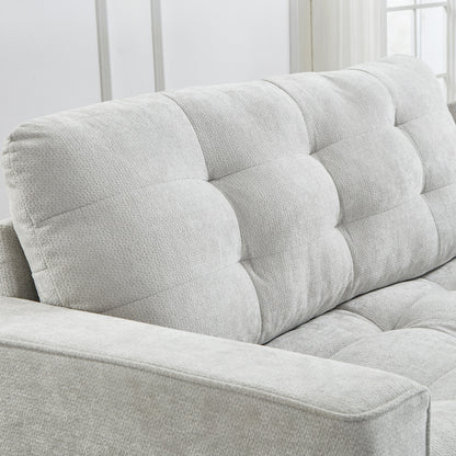 Sectional Sofa U-Shape Chenille Light Gray 6 Seat Bluetooth 126 In