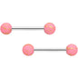 14G 9/16 Matte Pink Splatter Barbell Nipple Ring Set