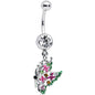 Clear Pink Gem Openwork Butterfly Wings Dangle Belly Ring
