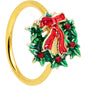 20G 5/16 Gold Tone Festive Bow Wreath Christmas Nose Hoop