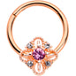 16G Clear Purple Gem Rose Gold Tone Rhombus Hinged Segment Ring