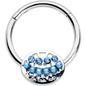 16G 3/8 Blue Gem Geometric Blues Hinged Circular Ring