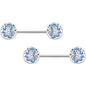 14G 1/2 Blue Gem Geometric Blues Barbell Nipple Ring Set