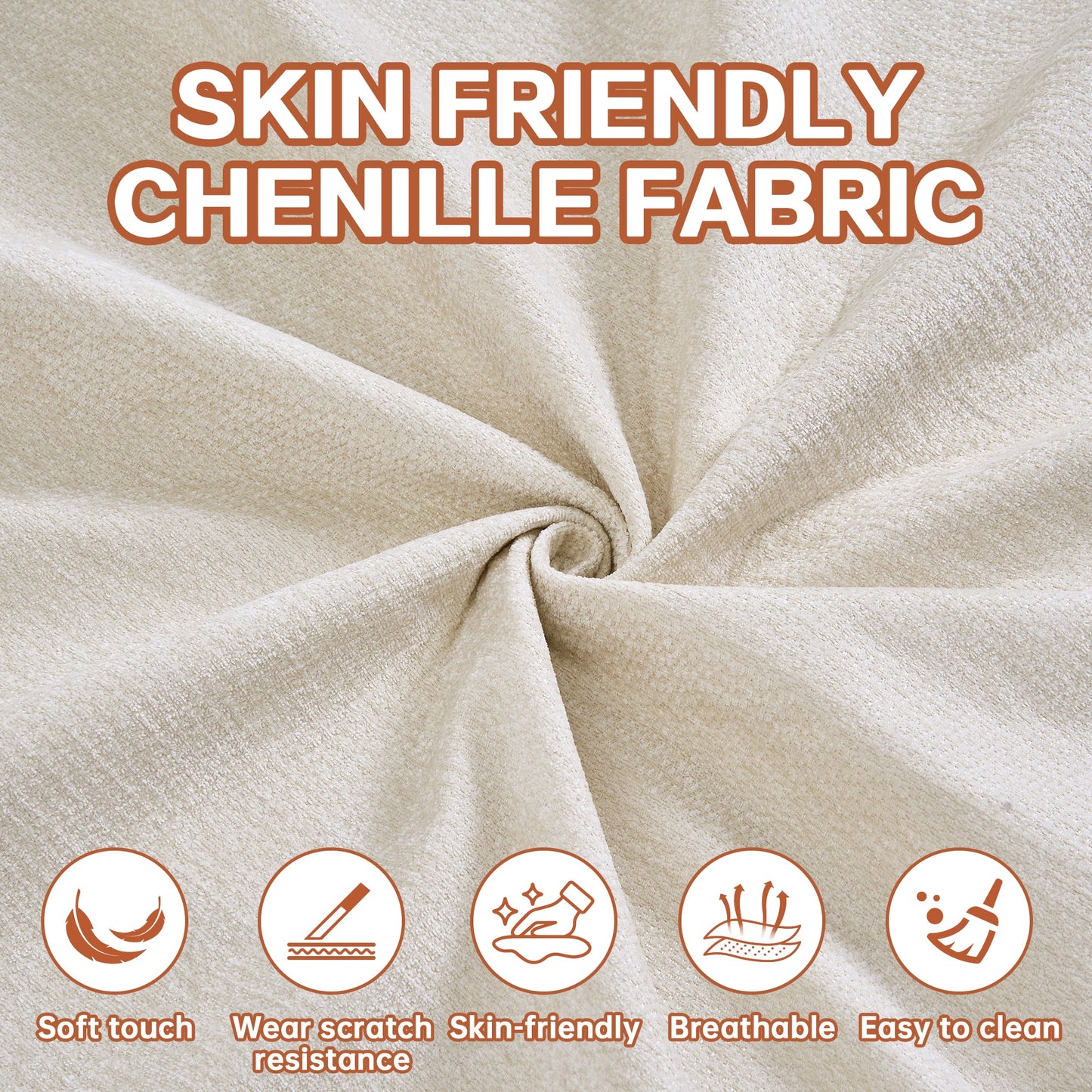 Sofa Bed Floor Modern Chenille Cream No Assembly 2 Pillows 78.7 In