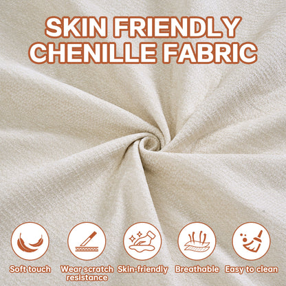 Sofa Bed Floor Modern Chenille Cream No Assembly 2 Pillows 78.7 In