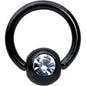 18G 1/4 Clear Gem Black Classic BCR Captive Bead Ring