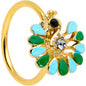 20G 5/16 Clear Black Gem Gold Tone Pretty Peacock Nose Hoop