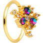 20G 5/16 Purple Tourmaline Gold Tone Spray Nose Hoop
