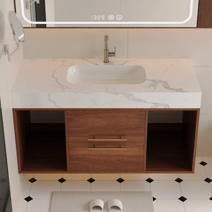 39.4 '' Floating Bathroom Vanity with Ceramic sink,Wall Mounted Vanity 2 Soft...