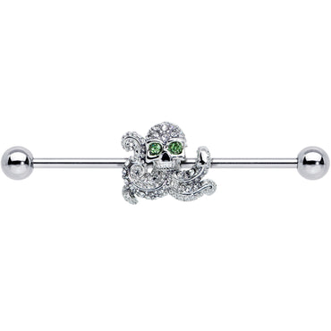 14G Clear Green Gem Sunglasses Octopus Industrial Barbell 38mm
