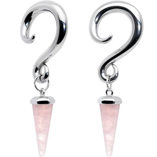 4G Pink Stone Point Spiral Taper Ear Weights