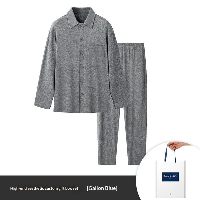 Jacquard Plaid AutumnWinter Mens Pajama Set
