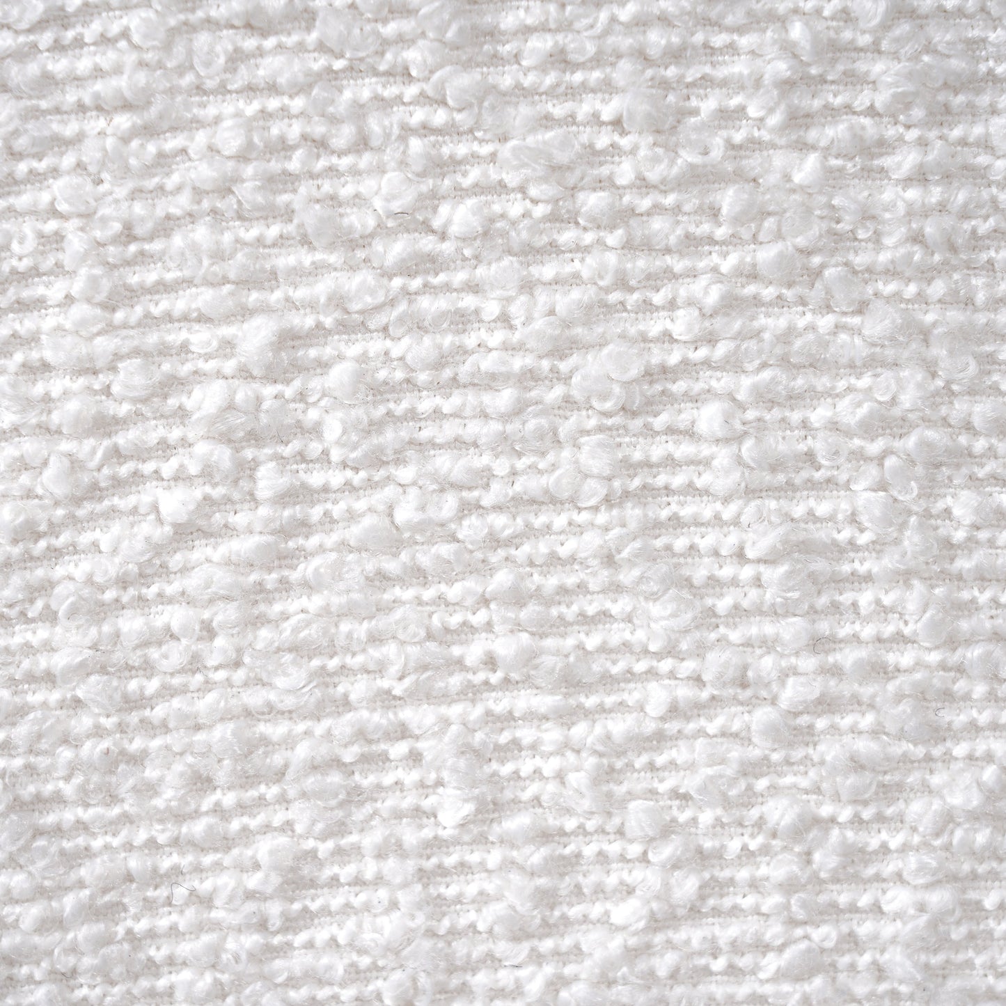 White Boucle Rectangular Ottoman Rubberwood Legs 44.5x35.5x18.5