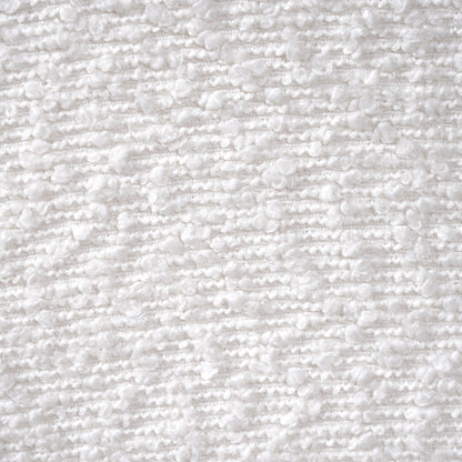 White Boucle Rectangular Ottoman Rubberwood Legs 44.5x35.5x18.5