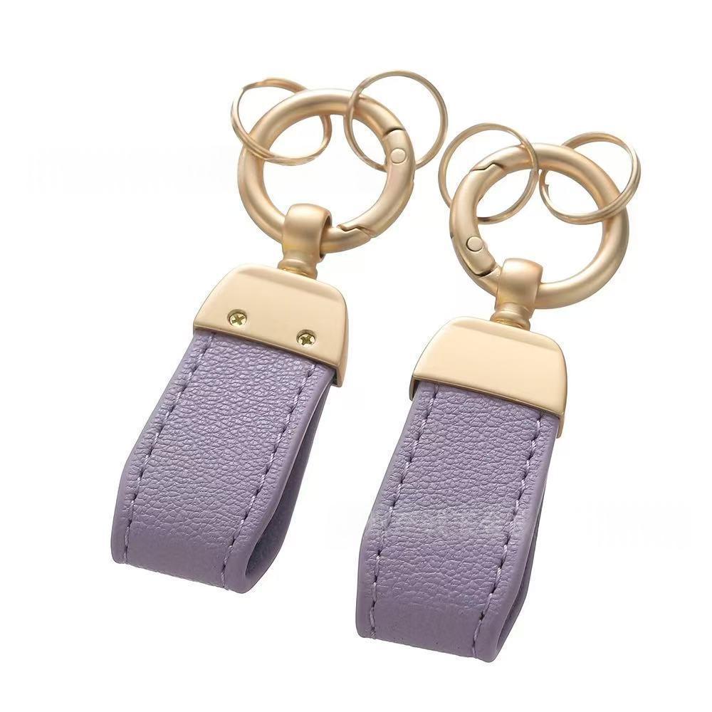Solid-color Mini Goat-skin Leather Keychain