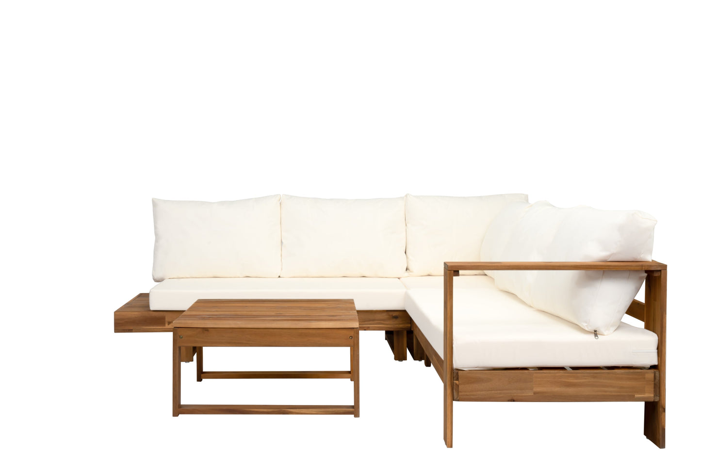 Outdoor Sectional Set Acacia Wood 4-Piece Teak