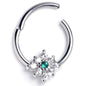16G 3/8 Clear Gem Glam Festive Snowflake Hinged Segment Ring