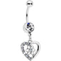 Clear Gem Floral Hollow Heart Valentines Day Dangle Belly Ring