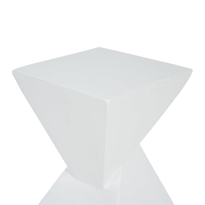 MGO X Design Side Table, White, Indoor Outdoor, 18 in H, 12.5 in Square Base